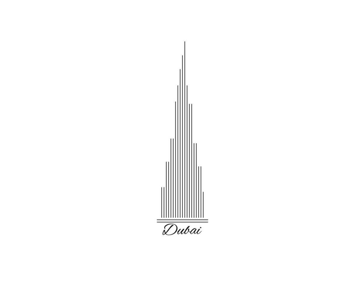 icono de burj khalifa de línea delgada vector