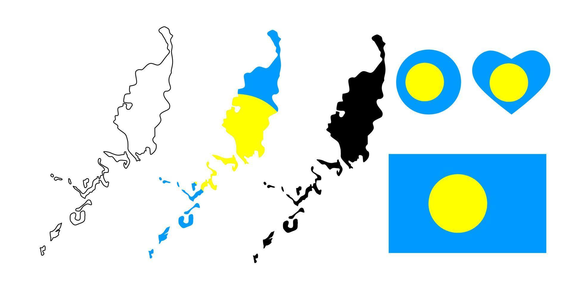 Republic of Palau map flag icon set vector