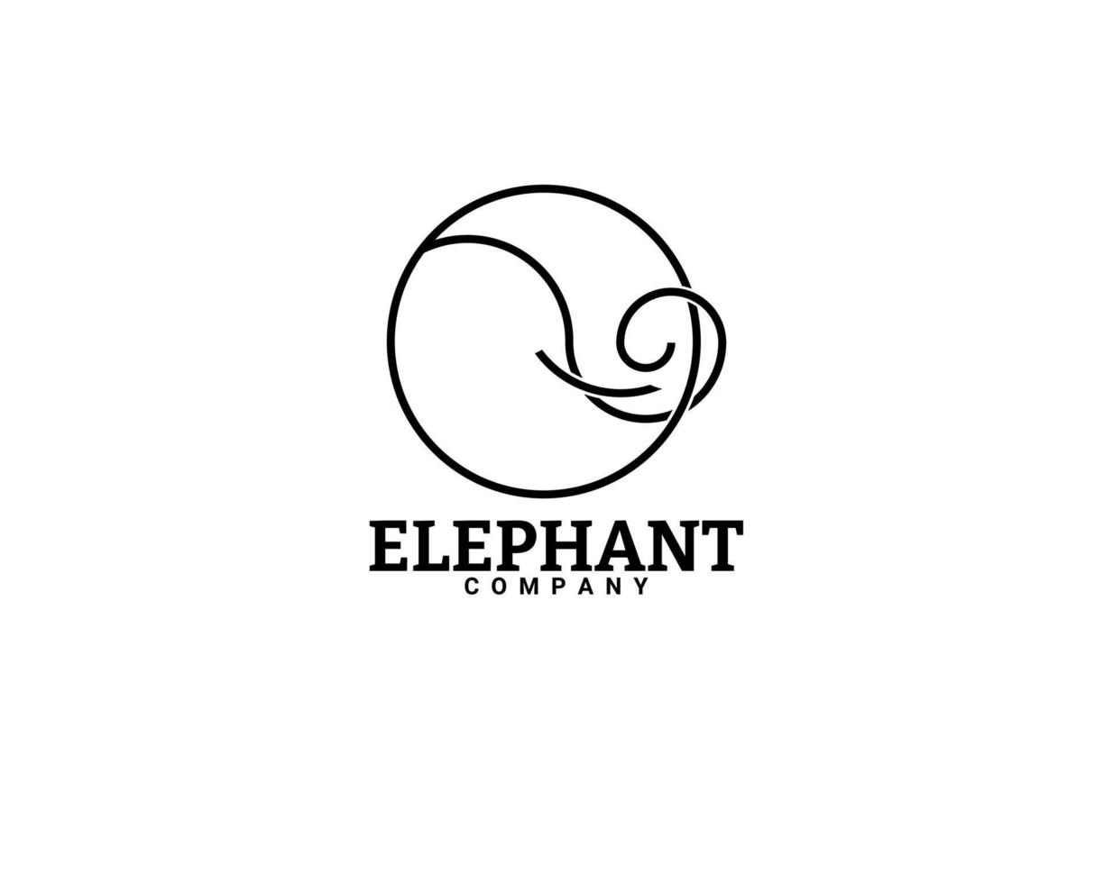 logotipo de elefante de cabeza circular vector