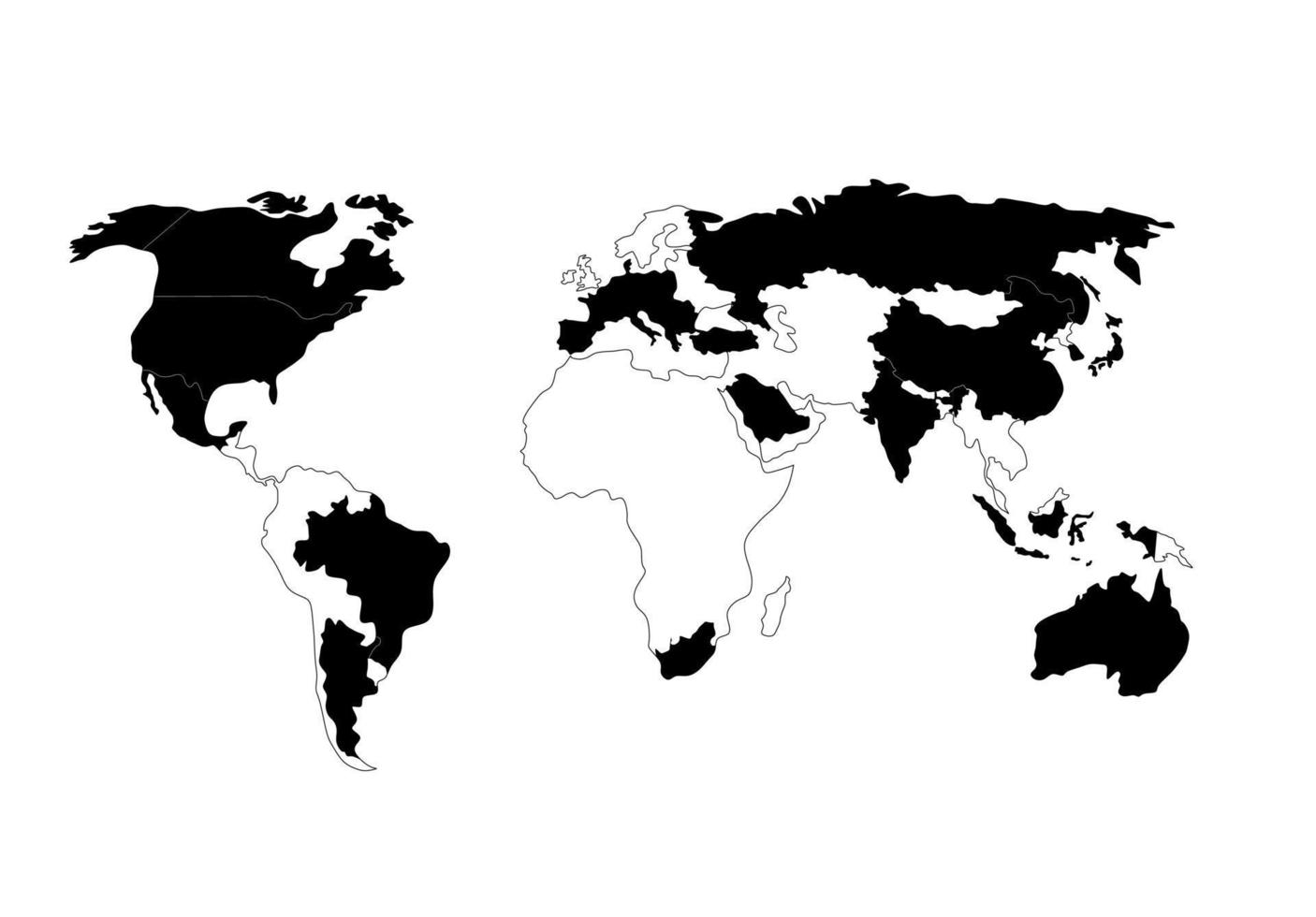 mapa dibujado a mano de los países miembros del g20 vector
