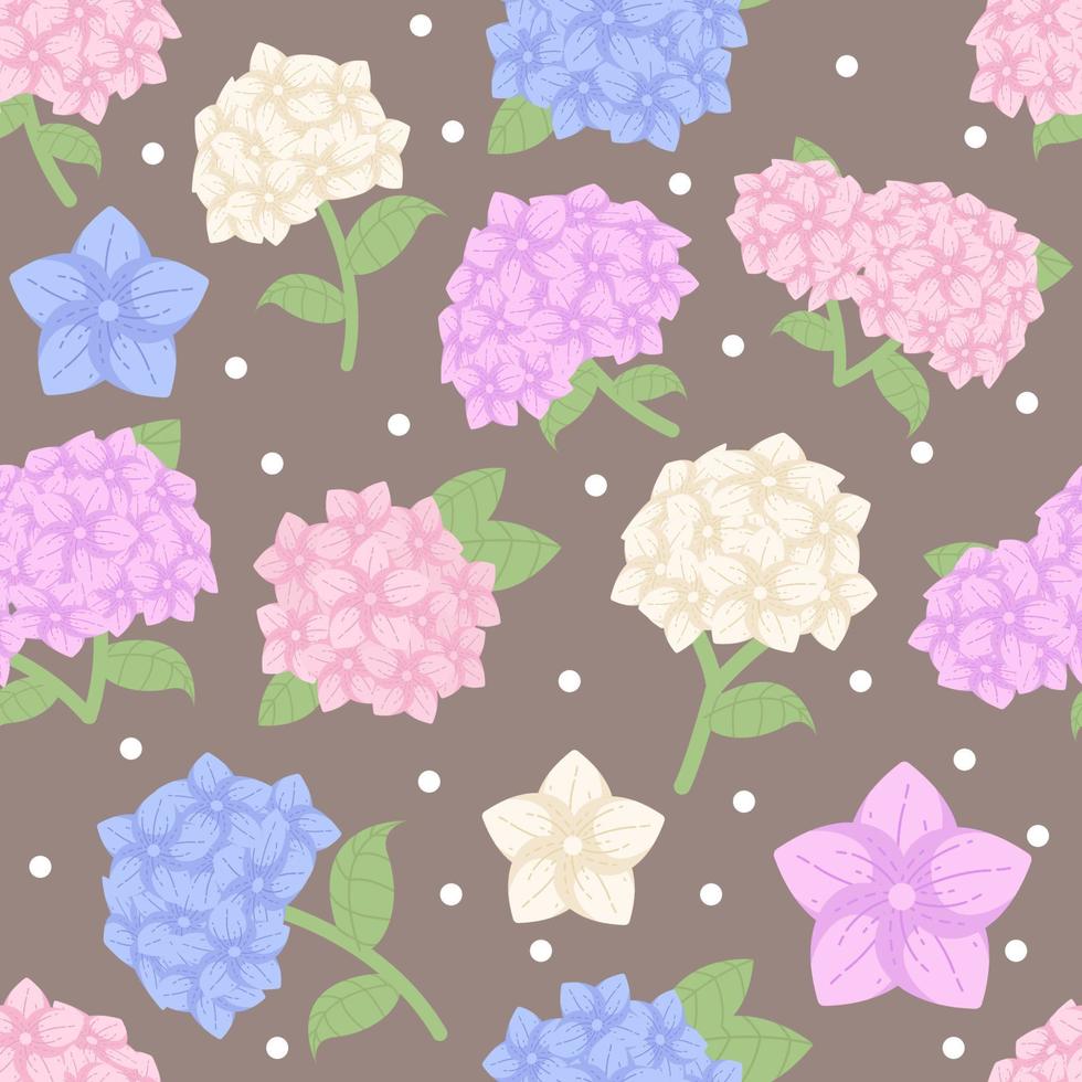 Soft Color of Hydrangea Flower Seamless Pattern vector