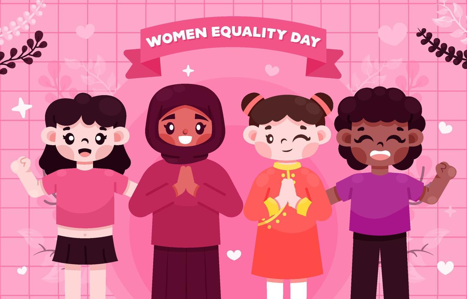 Girls Celebrate Women Equality Day vector