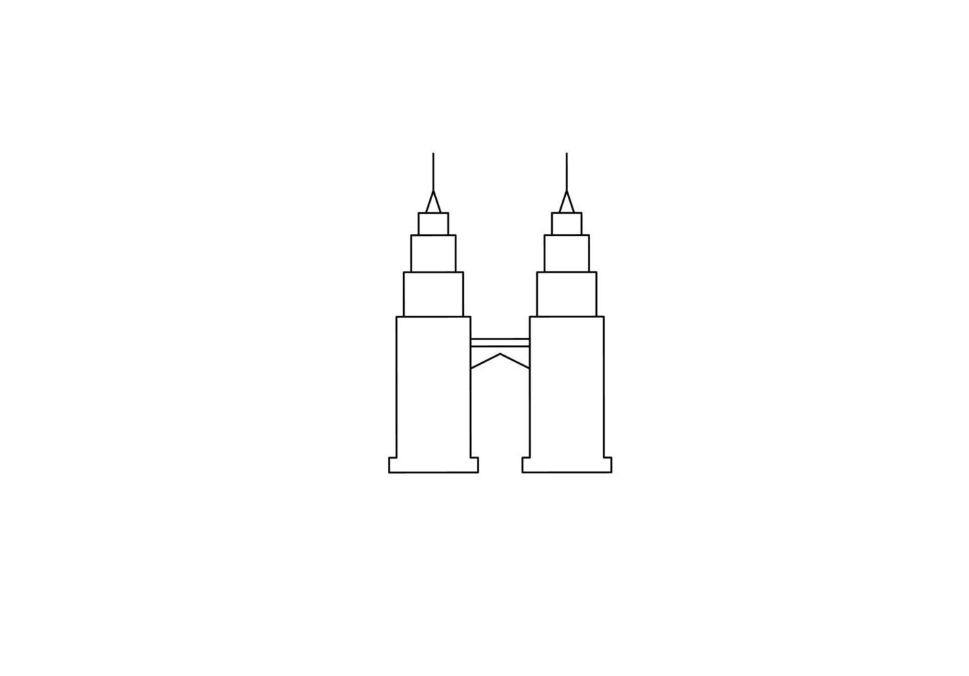 icono de torre petronas de línea delgada vector