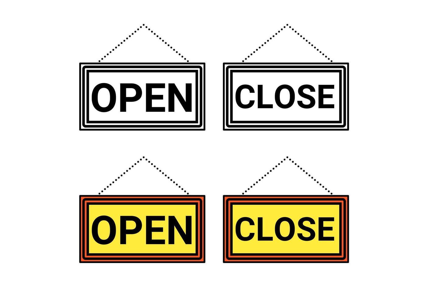 open close sign set isolated on white background vector