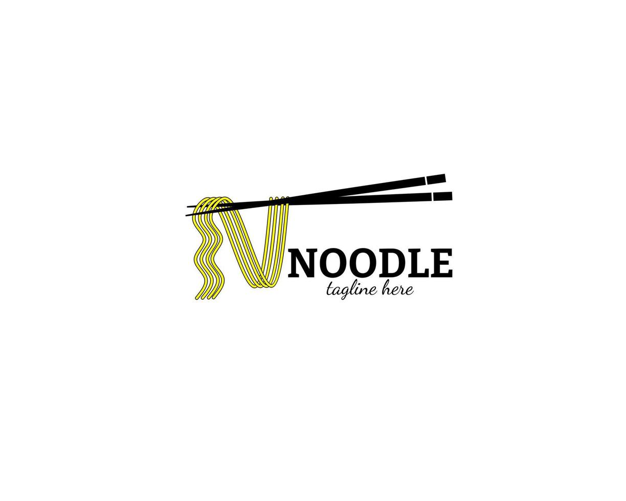 Initial letter N with noodle and chopsticks logo vector