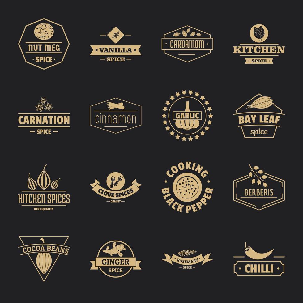 Spice logo icons set, simple style vector