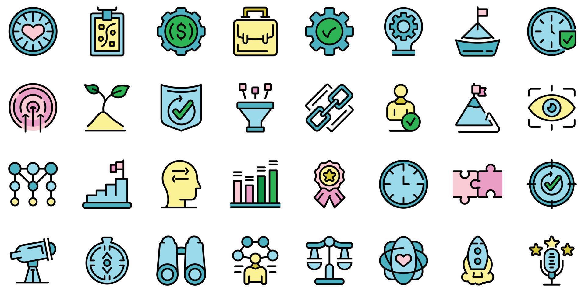 Core values icons set vector flat