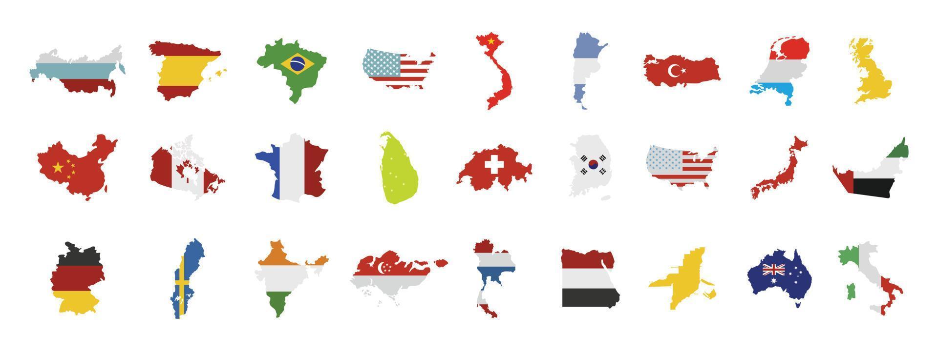 Landmark icon set, flat style vector