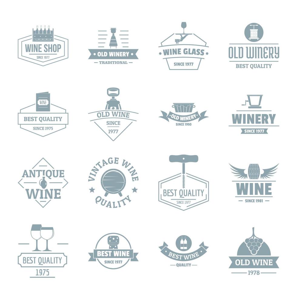 Wine logo icons set, simple style vector