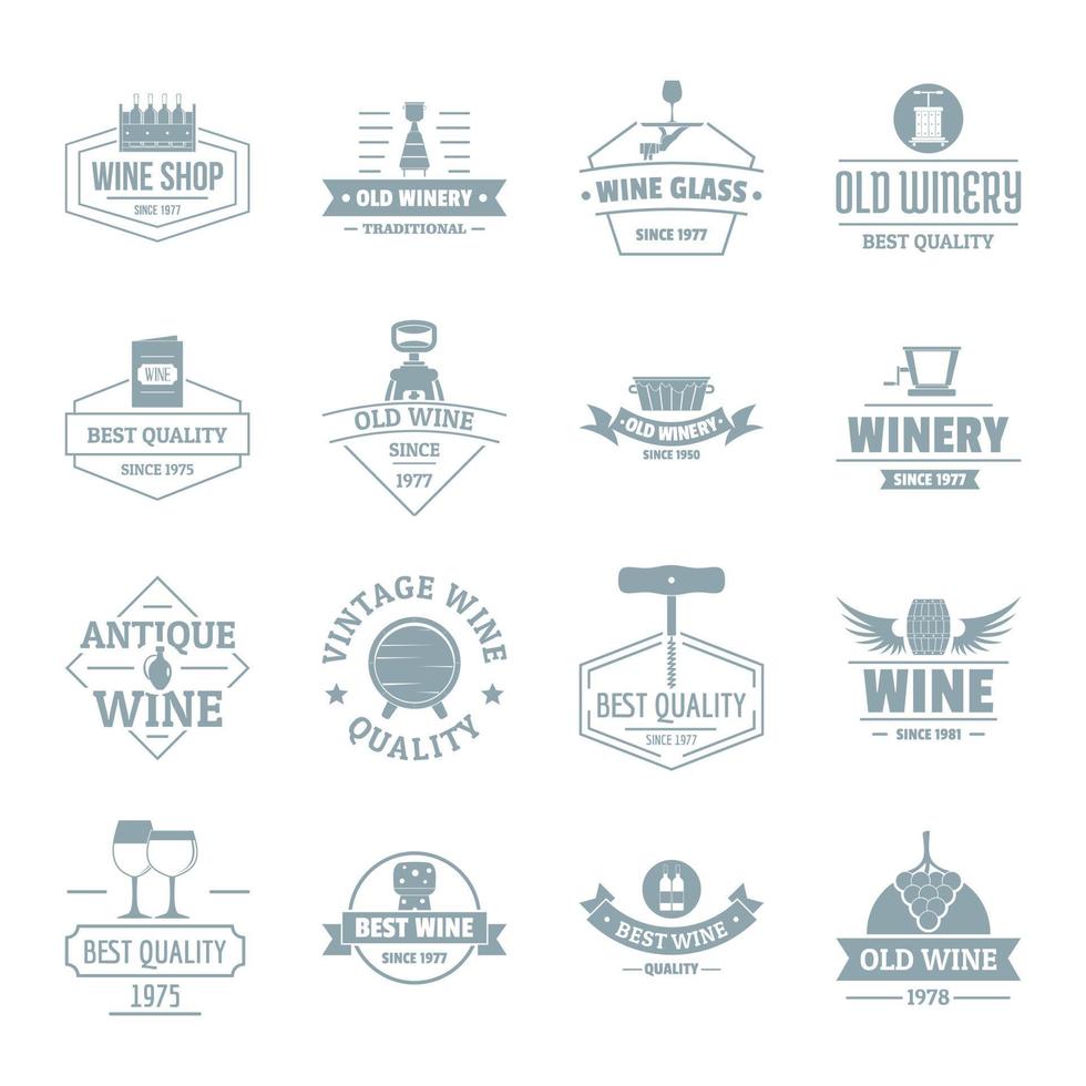 vino, logotipo, iconos, conjunto, simple, estilo vector