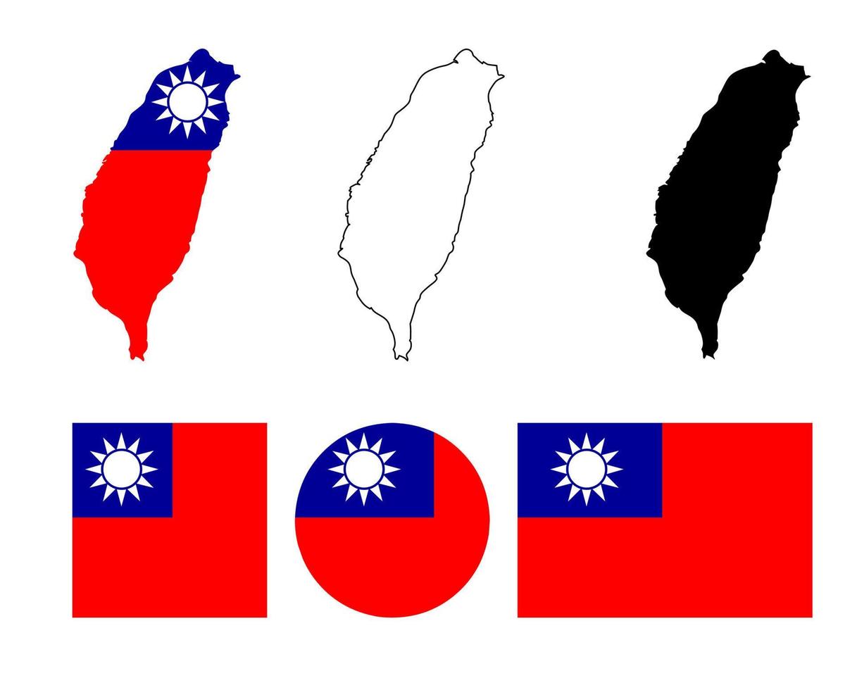 Map flag of Taiwan officially the Republic of China vector