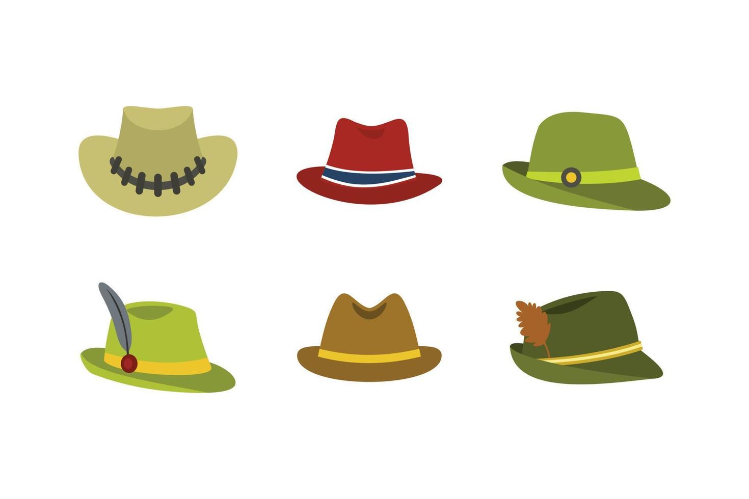 Panama hat icon set, flat style vector