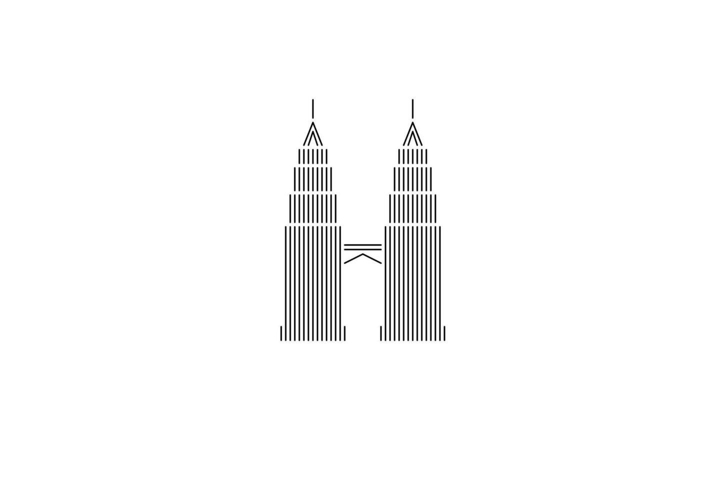 icono de la torre petronas de contorno vector