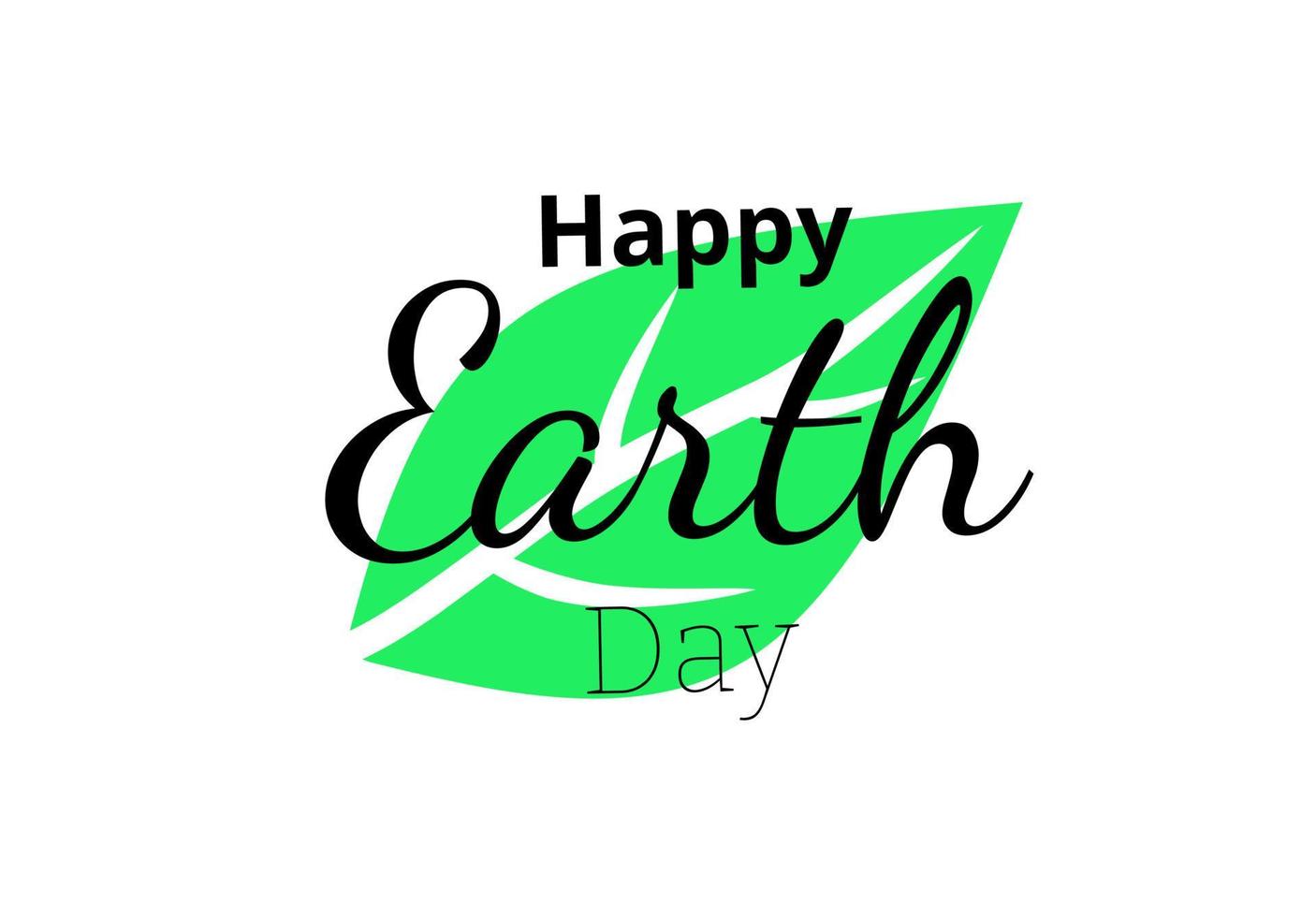 Happy Earth Day hand lettering with green leaf isolated on white background vector