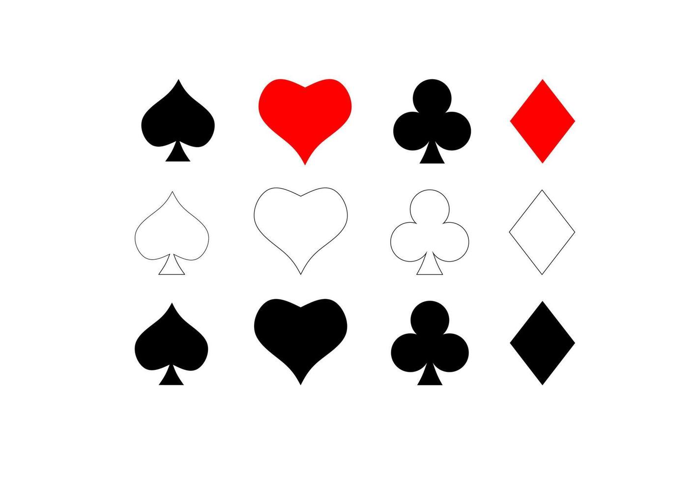 Vector Playing Card Suit Icon Symbol Set