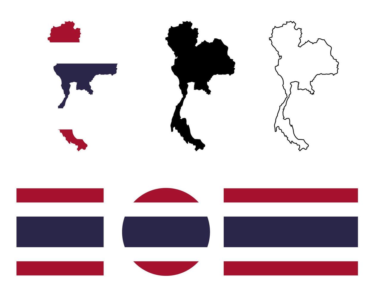 Thailand map flag set isolated on white background.muangthai map flag icon vector