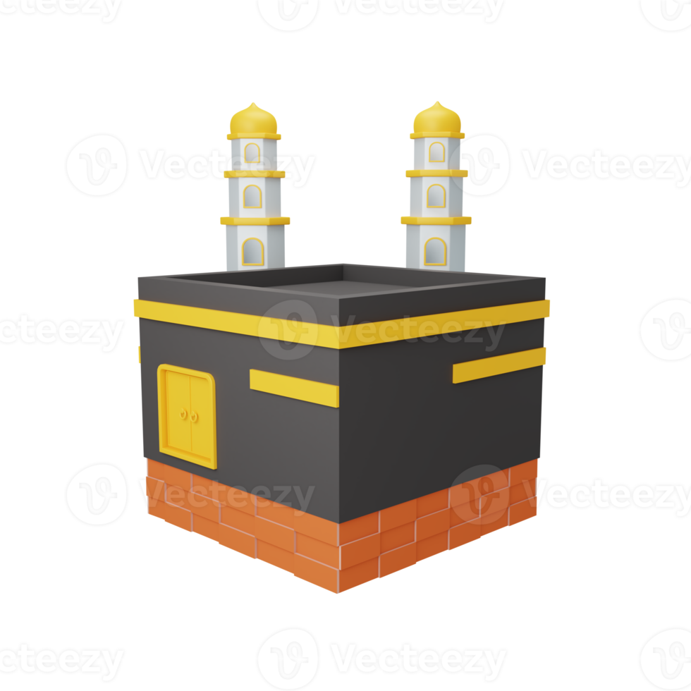 3d rendering kaaba mecca isolated. useful for islam ramadan design illustration png