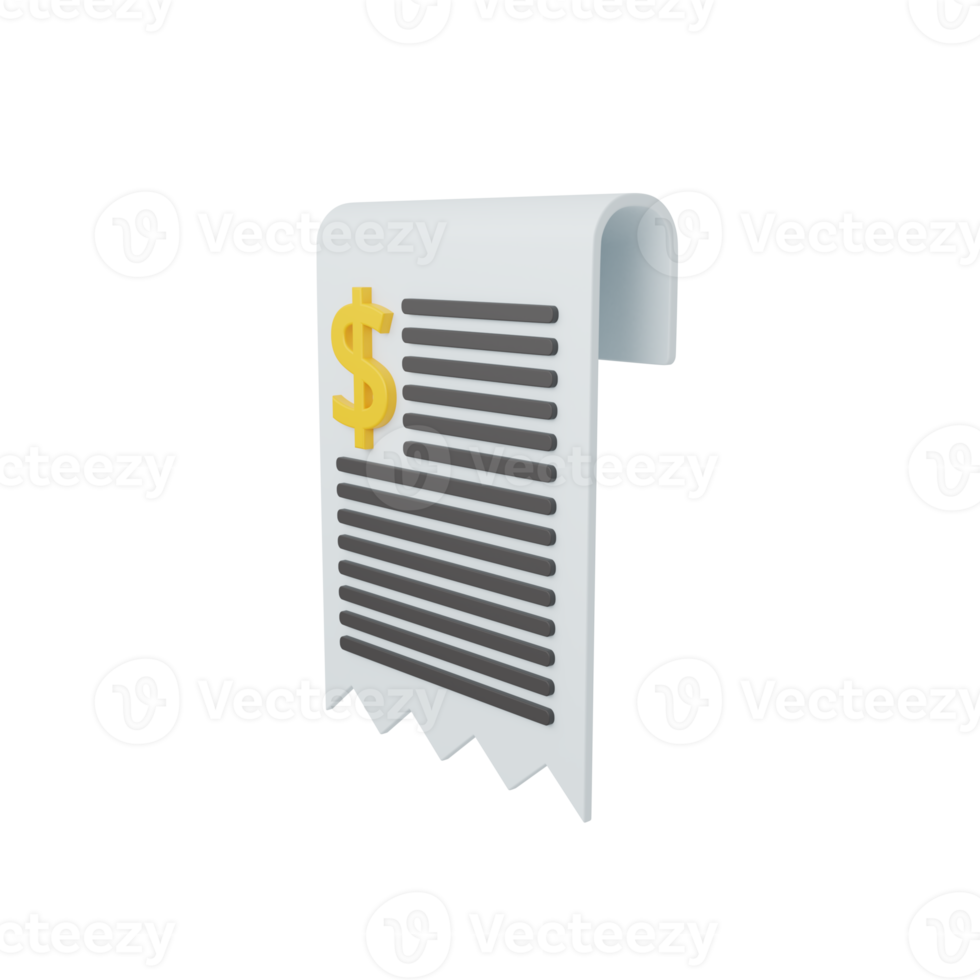 3d rendering invoice isolated. useful for e-commerce or business online design illustration premium png