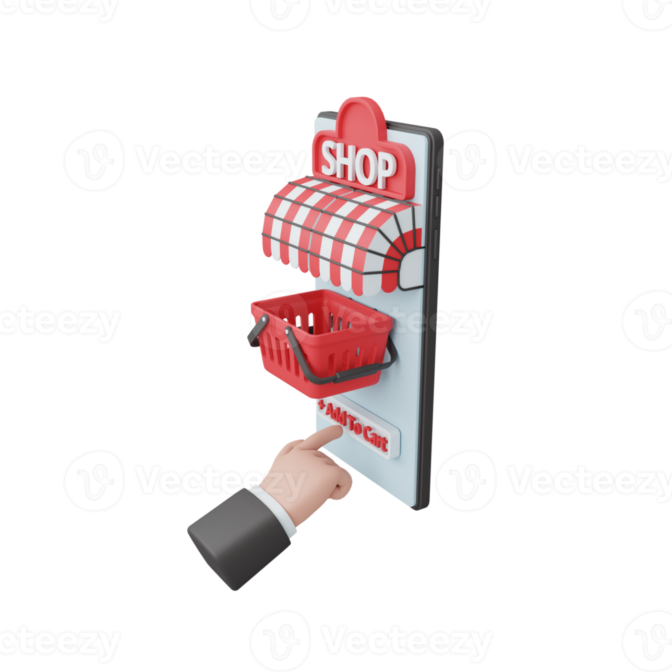 3d rendering shopping online isolated. useful for e-commerce or business online design illustration png