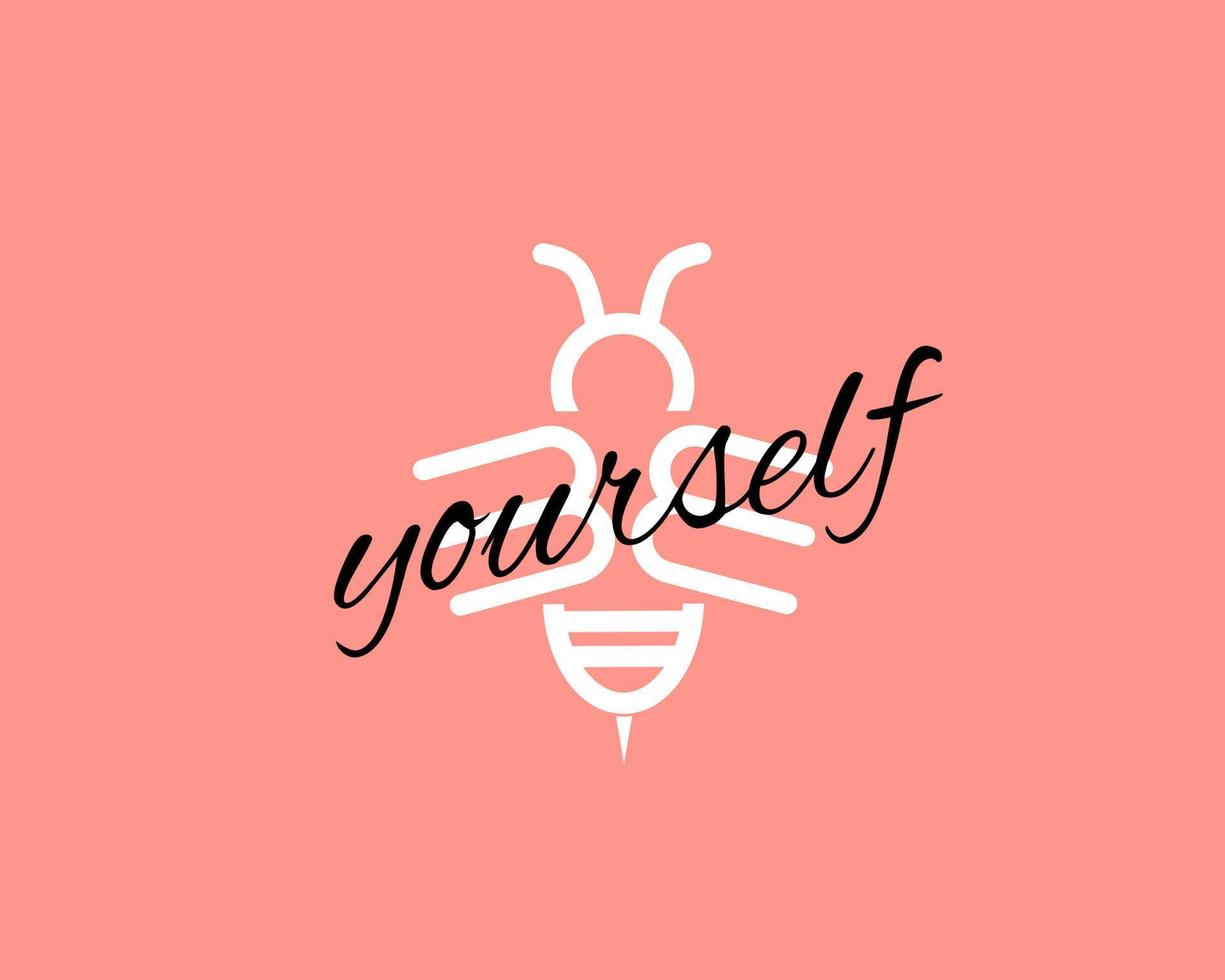 be yourself quote with bee icon vector