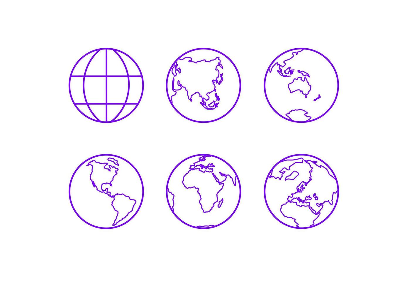 conjunto de iconos de mapa de globo azul vector