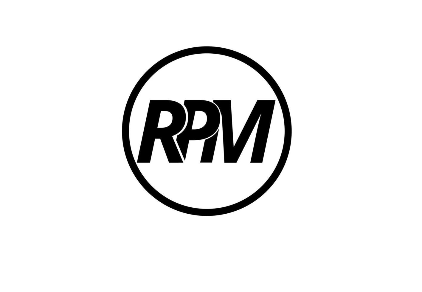 rpm r p m monogram logo isolated on white background vector