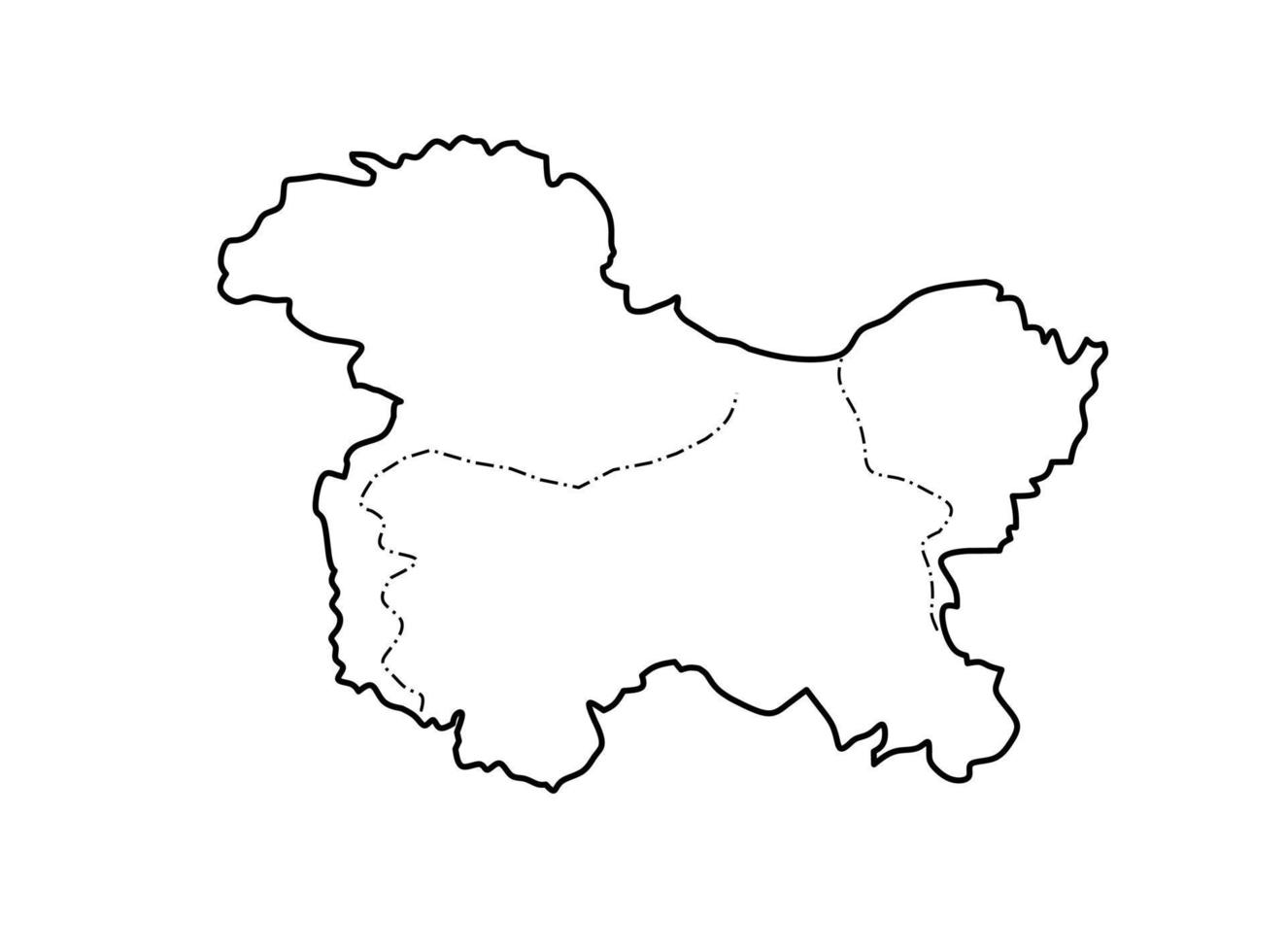 Outline illustration of map of Union Territory Jammu Kashmir and Ladakh icon isolated on white background vector