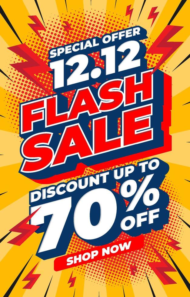 concepto de cartel promocional de venta flash vector