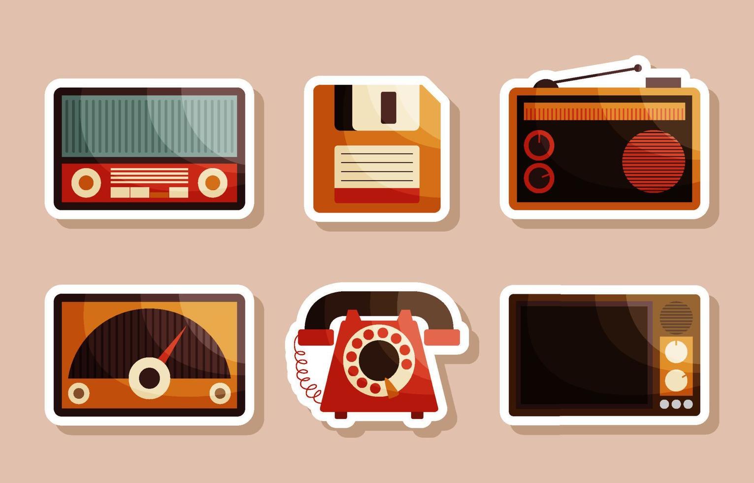 Vintage Stuff Stickers Set vector