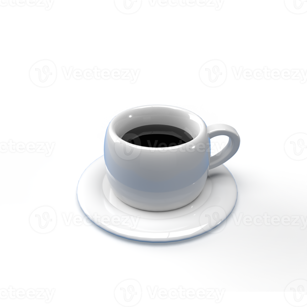 coffee cup on a plate 3d render illustration png