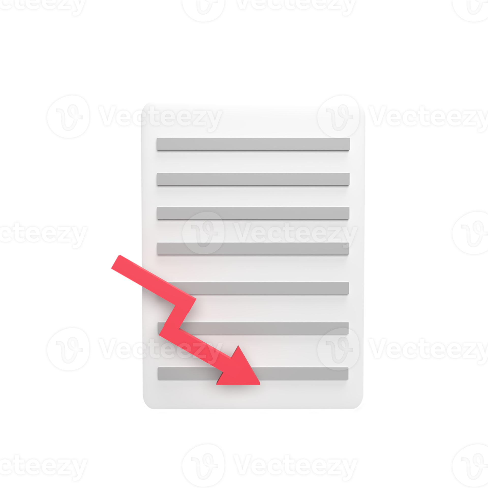 Decrease document graph 3d icon model cartoon style. render ...