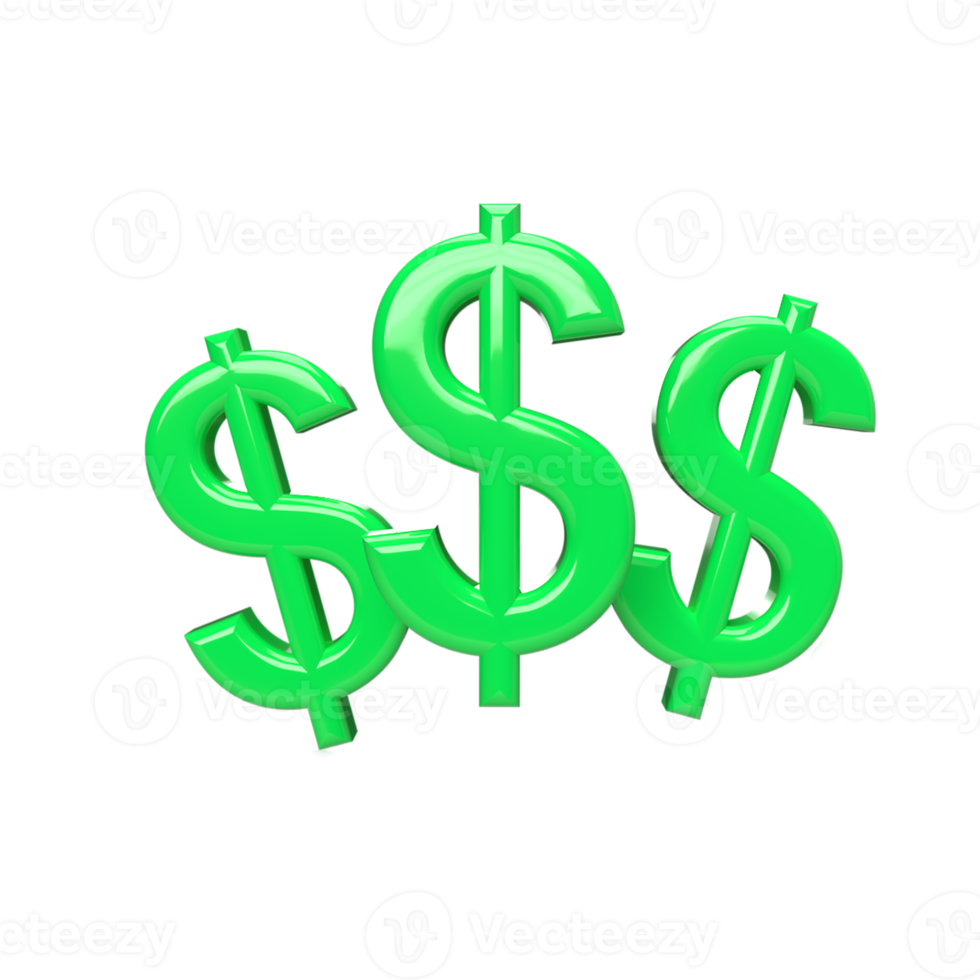 dollar 3d model cartoon style. render illustration png