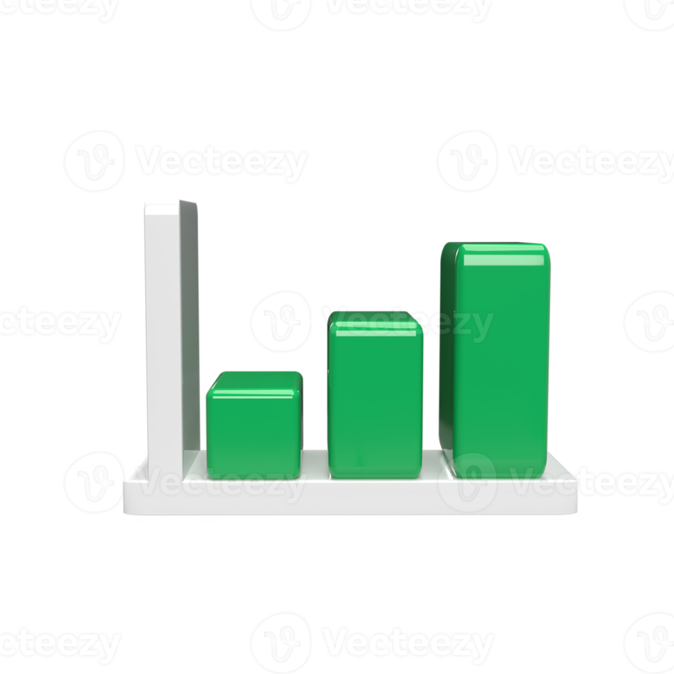 Increase Graph 3d model cartoon style. render illustration png