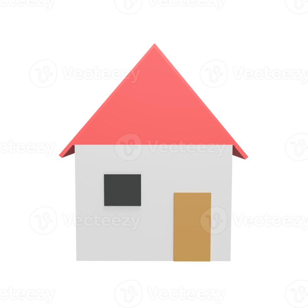 House home 3d icon model cartoon style concept. render illustration png