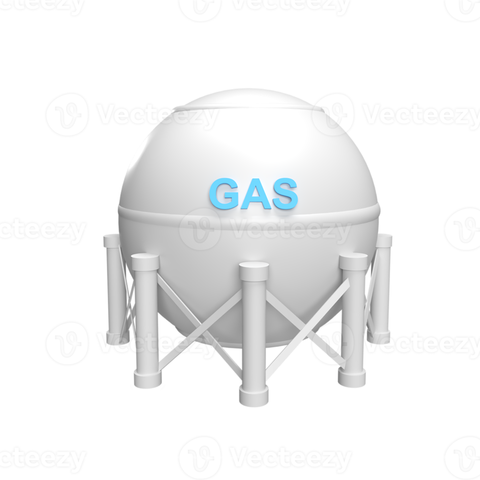 concepto de estilo de dibujos animados de modelo de icono 3d de depósito de gas. hacer ilustración png