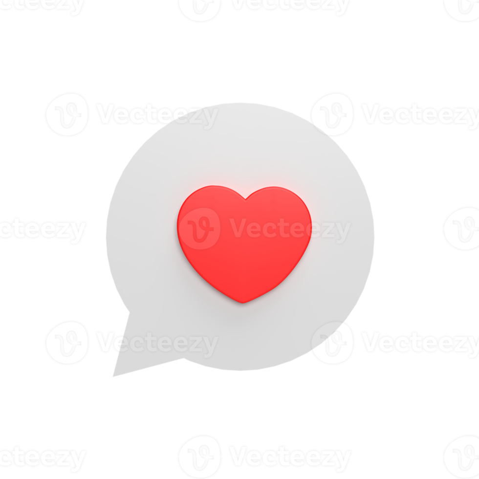 Rating love 3d icon model cartoon style concept. render illustration png