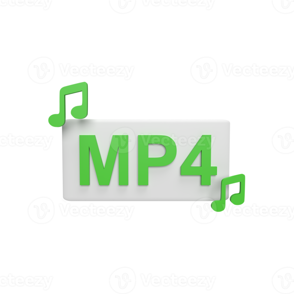 Mp4 Format 3d icon model cartoon style concept. render illustration png