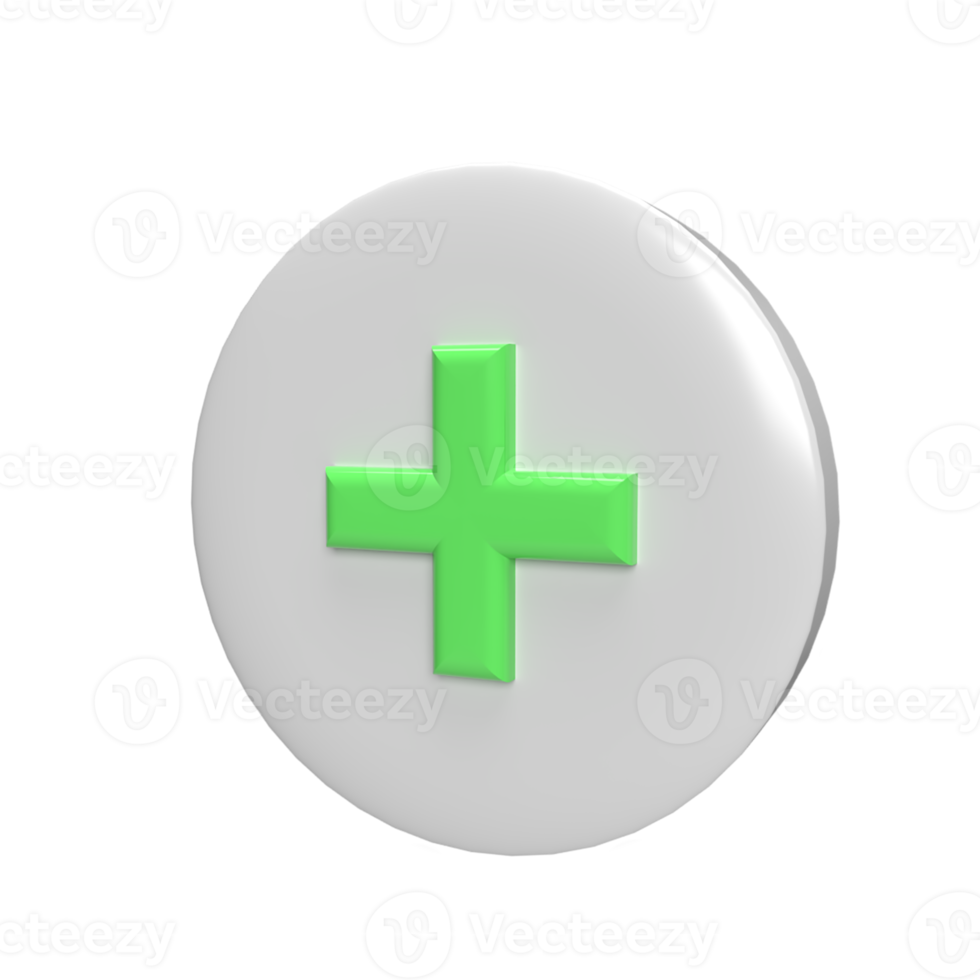 sign plus cartoon style. 3d render illustration png