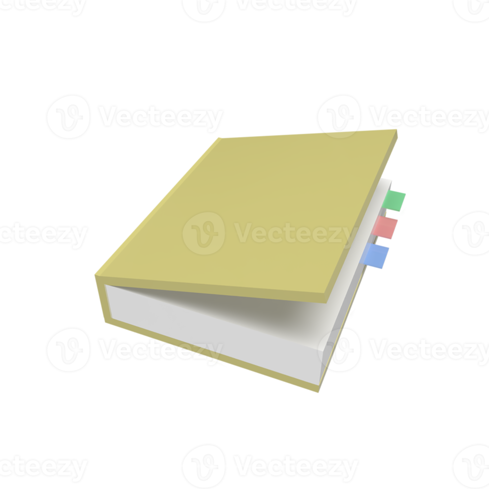 Book minimal cartoon style. 3d render illustration png