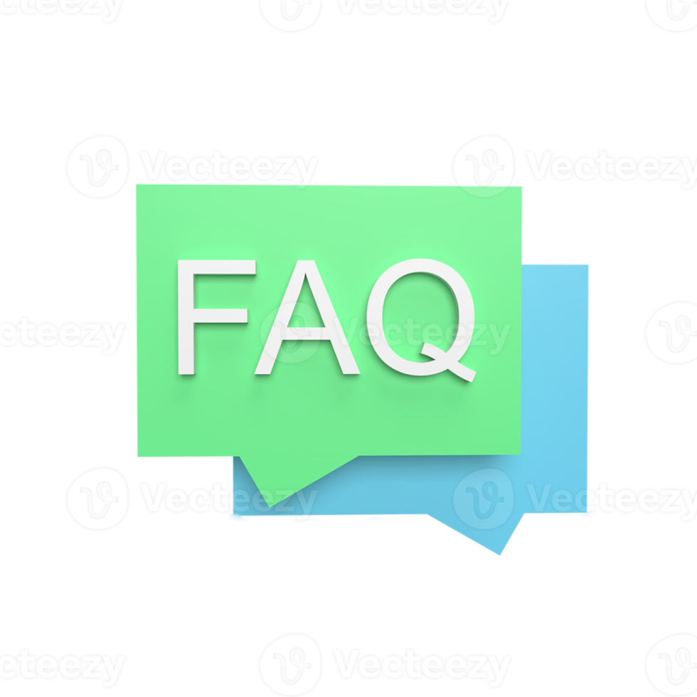 FAQ 3d icon model cartoon style concept. render illustration png