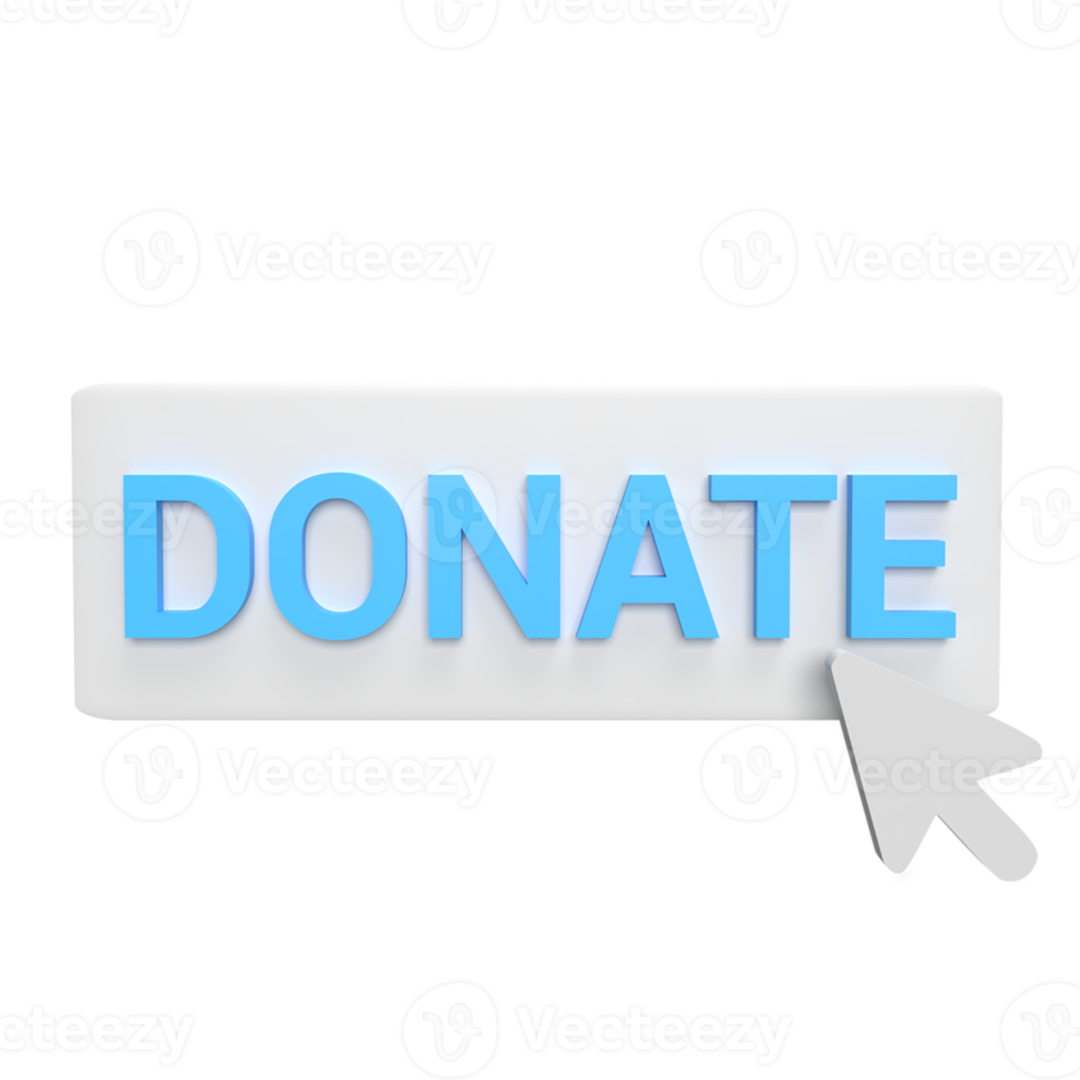 Donate click with cursor 3d icon model cartoon style concept. render illustration png