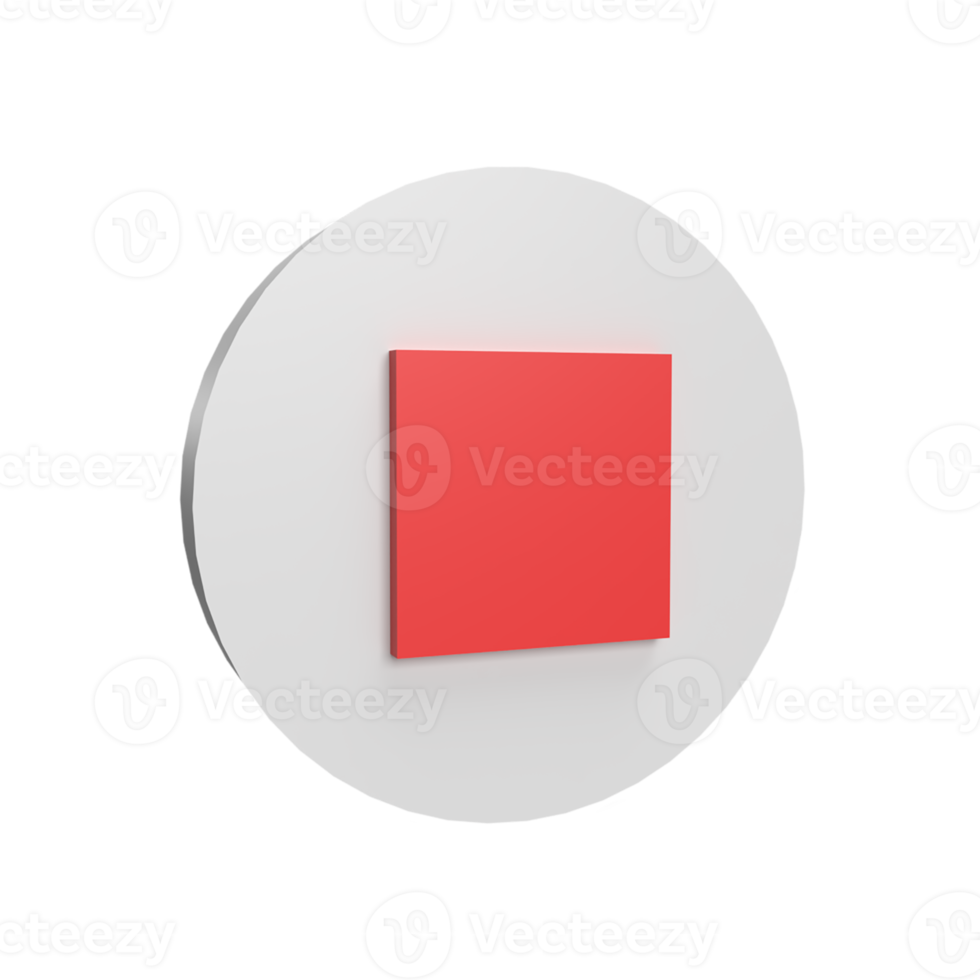 Stop button 3d icon model cartoon style concept. render illustration png