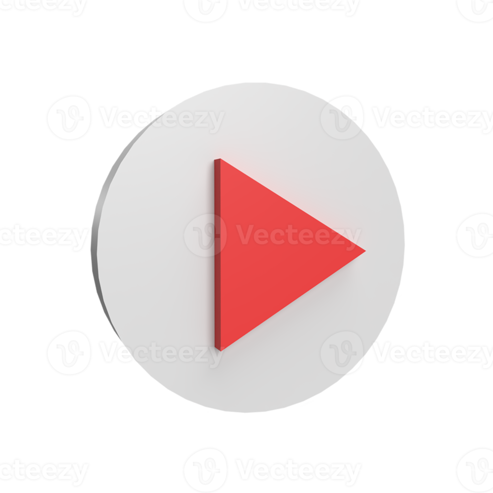 Play button 3d icon model cartoon style concept. render illustration png