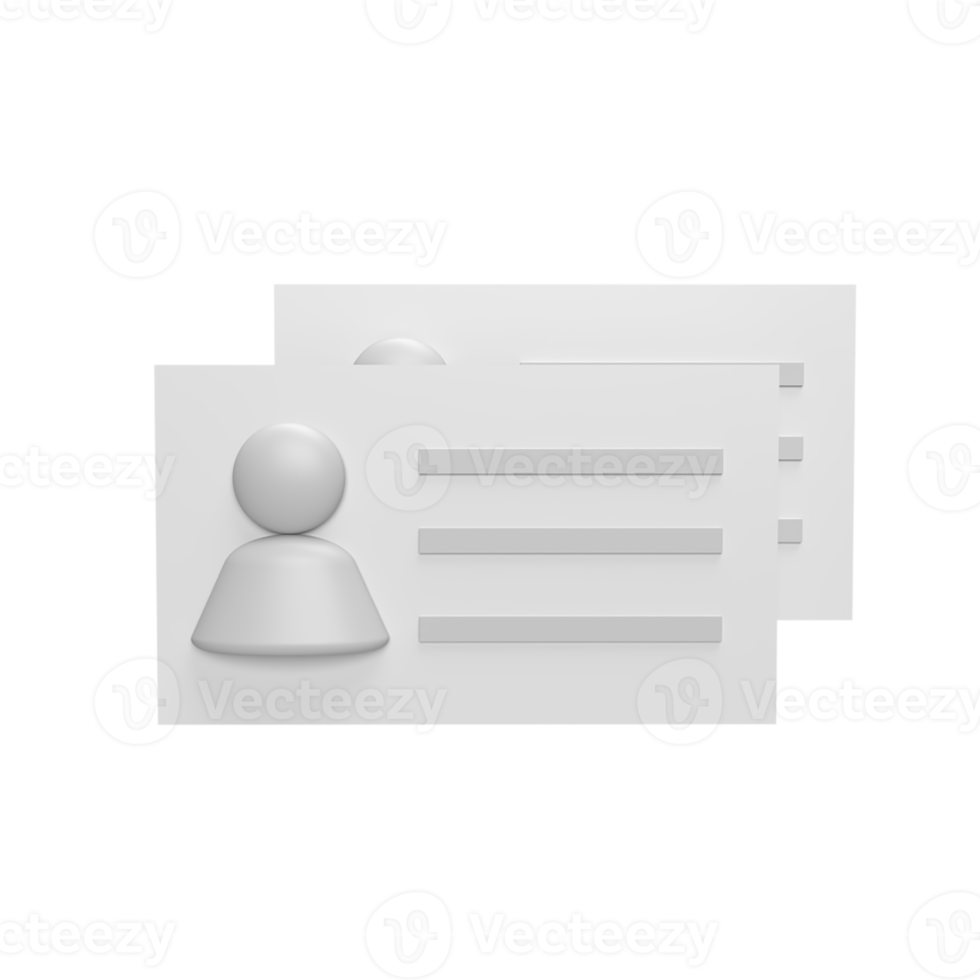 Id card 3d icon model cartoon style concept. render illustration png