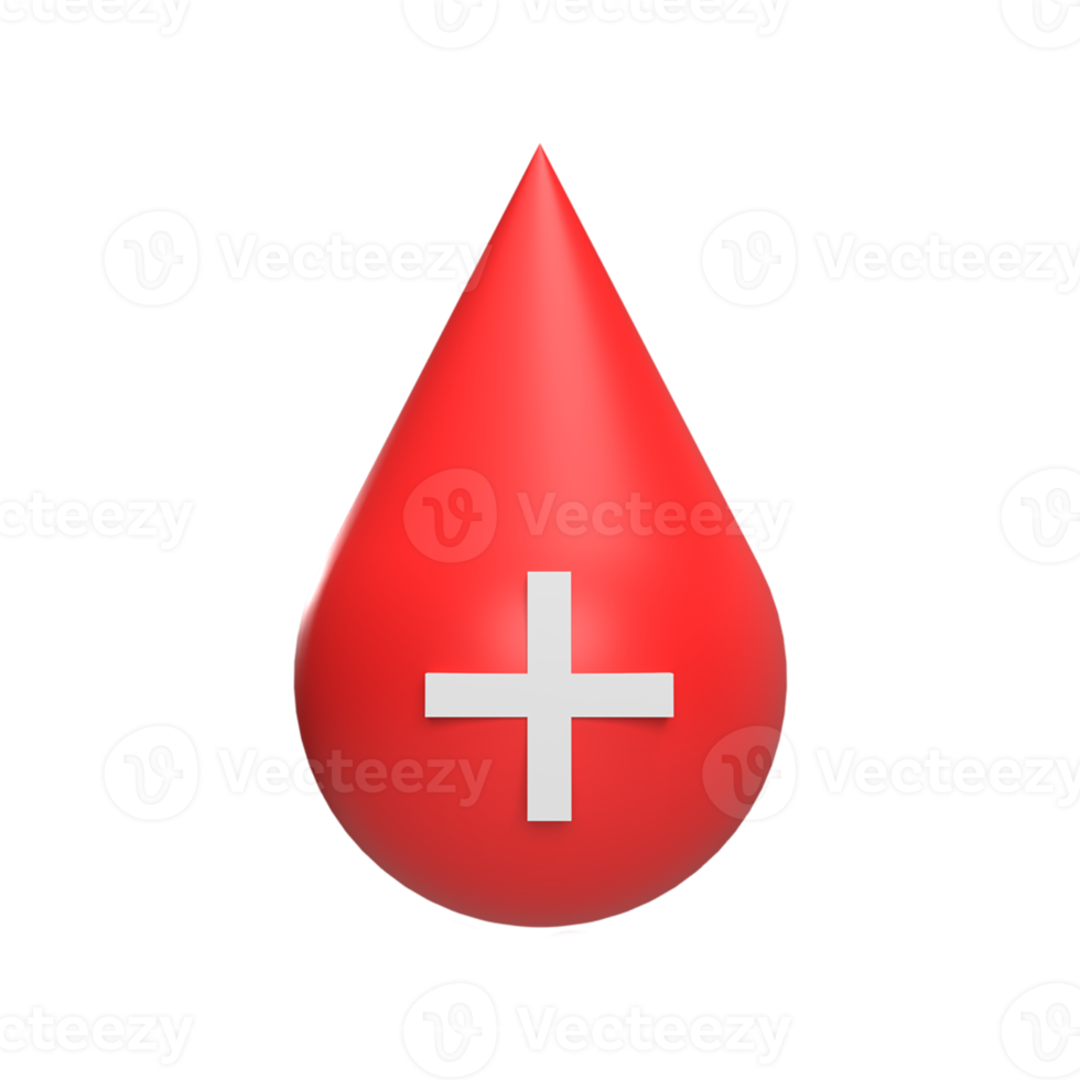 Add blood 3d icon model cartoon style concept. render illustration png