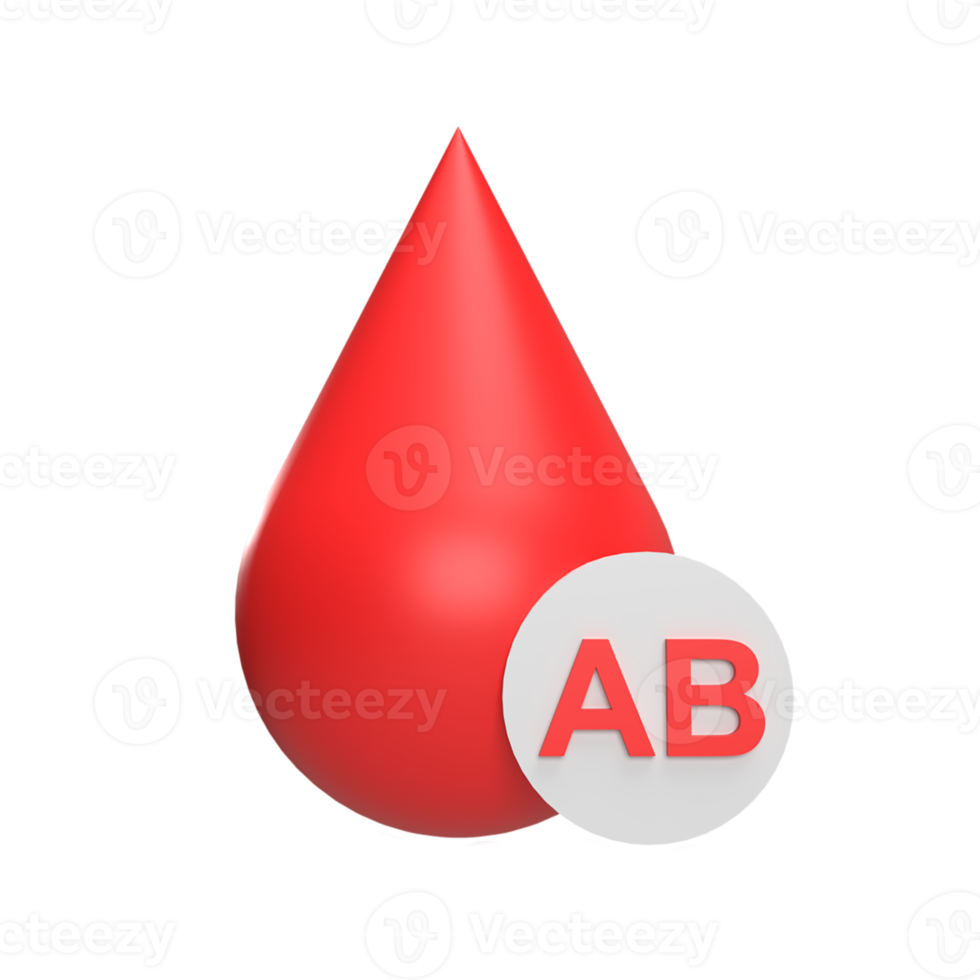 AB blood type 3d icon model cartoon style concept. render illustration png