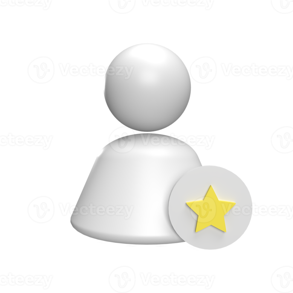Star user 3d icon model cartoon style concept. render illustration png