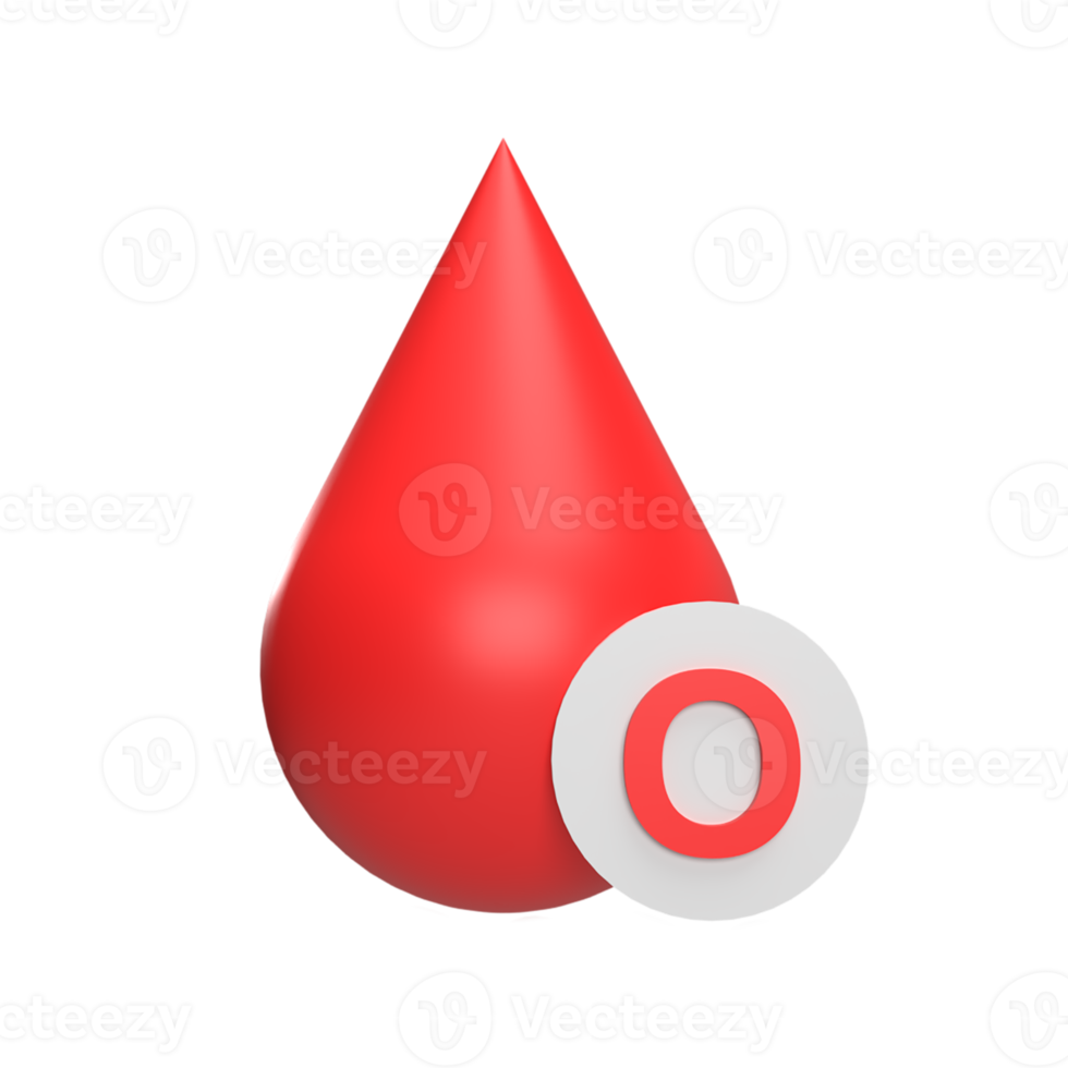 A blood type 3d icon model cartoon style concept. render illustration png