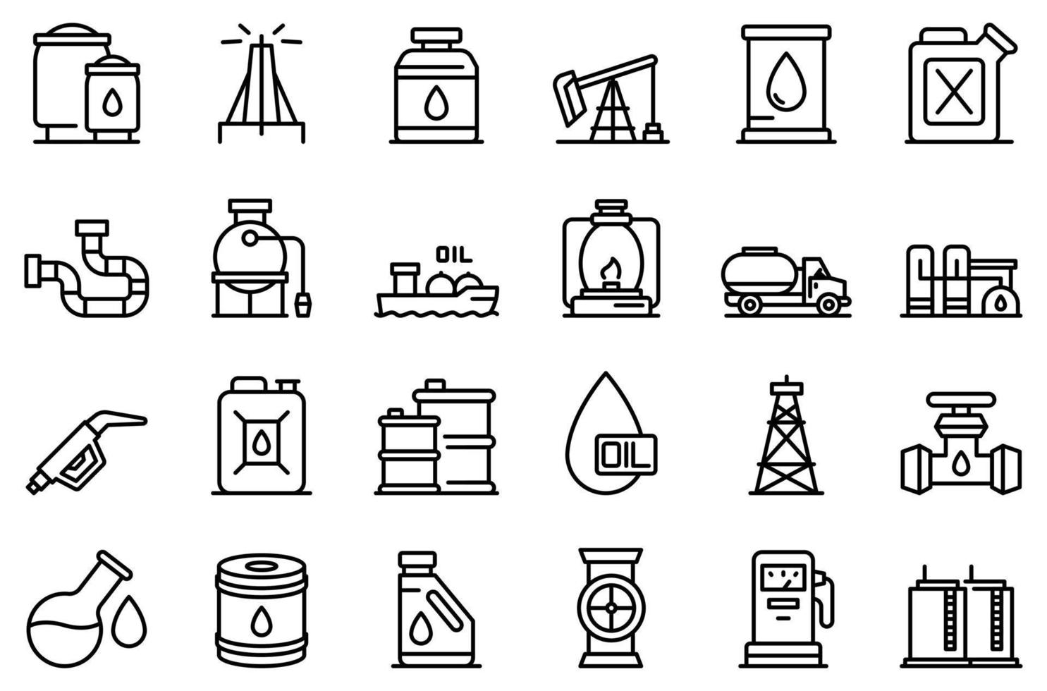 Kerosene icons set, outline style vector