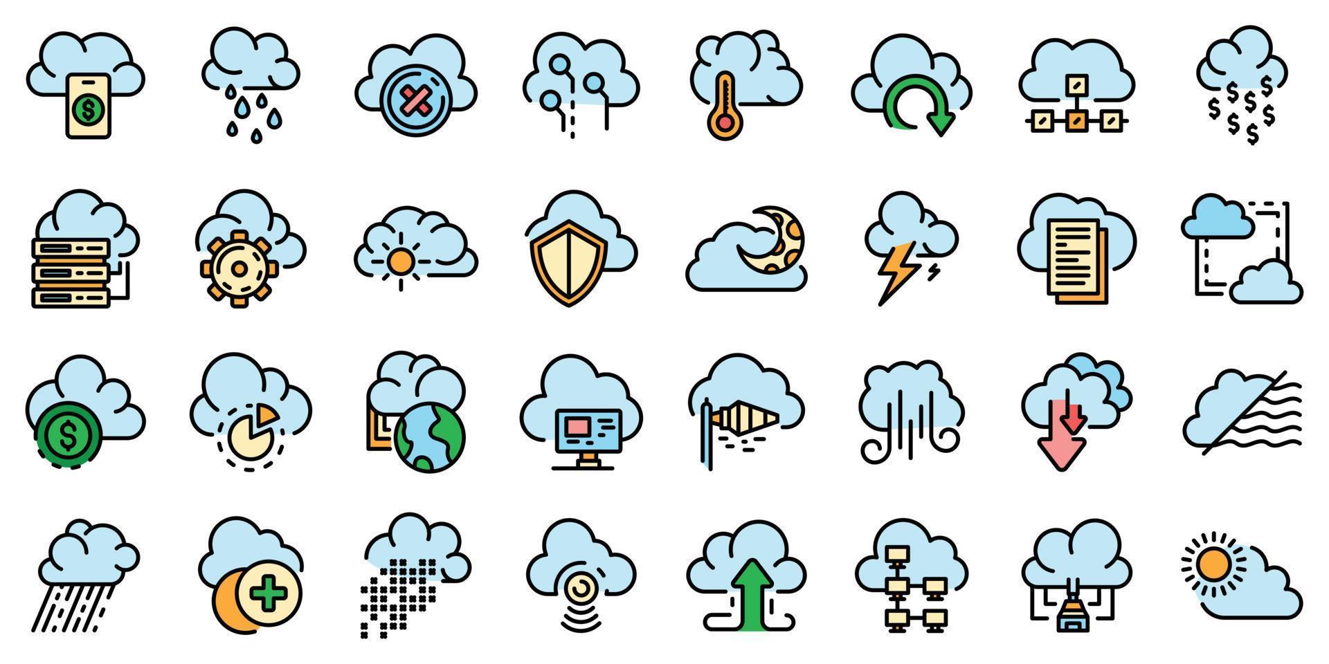 Cloud icons set vector flat